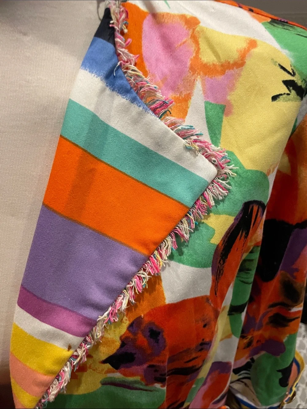 berek Vibrant Multicolor Floral Fringe Blazer - Picture 3 of 11